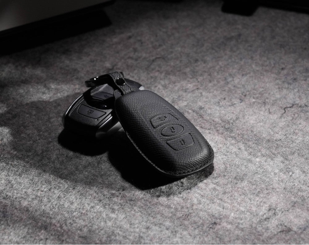 Black Leather Key Cover for Subaru Smart Key (Style O3)