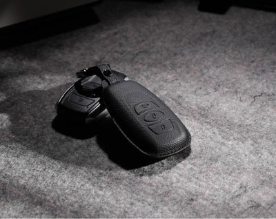 Black Leather Key Cover for Subaru Smart Key (Style O3)