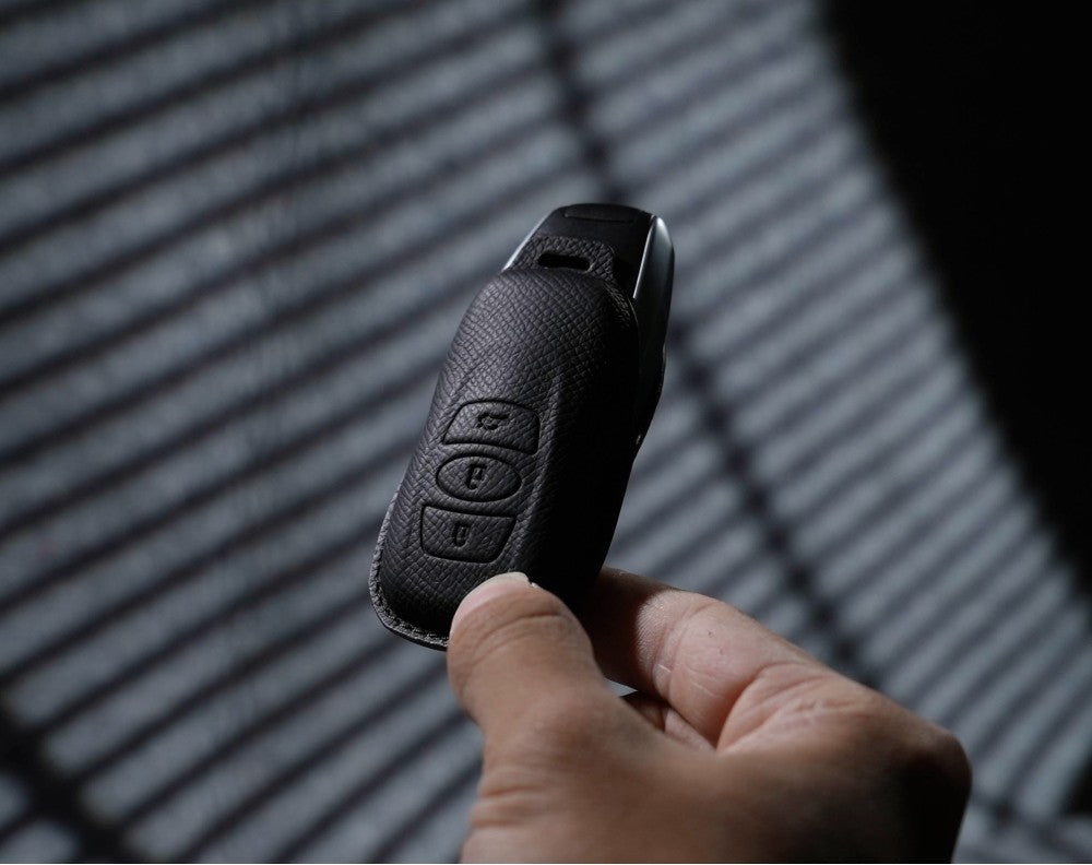 Black Leather Key Cover for Subaru Smart Key (Style O3)