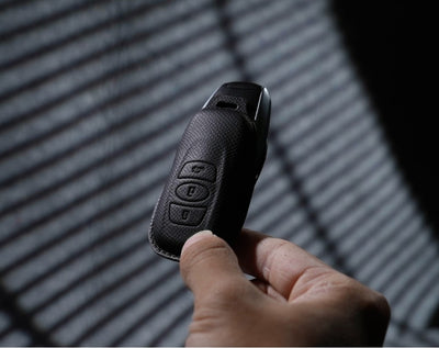 Black Leather Key Cover for Subaru Smart Key (Style O3)