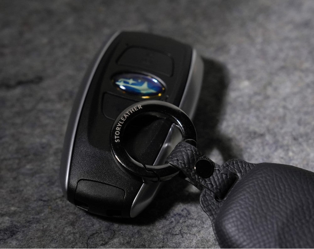 Black Leather Key Cover for Subaru Smart Key (Style O3)