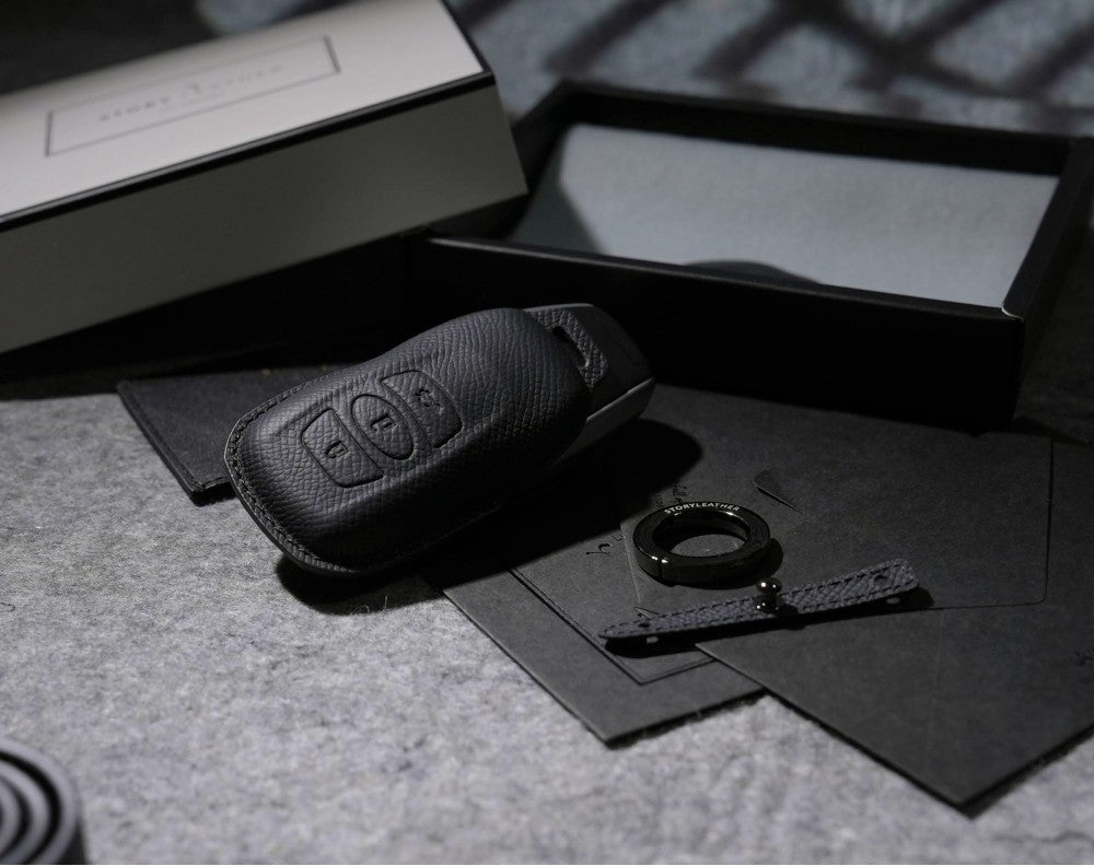 Black Leather Key Cover for Subaru Smart Key (Style O3)