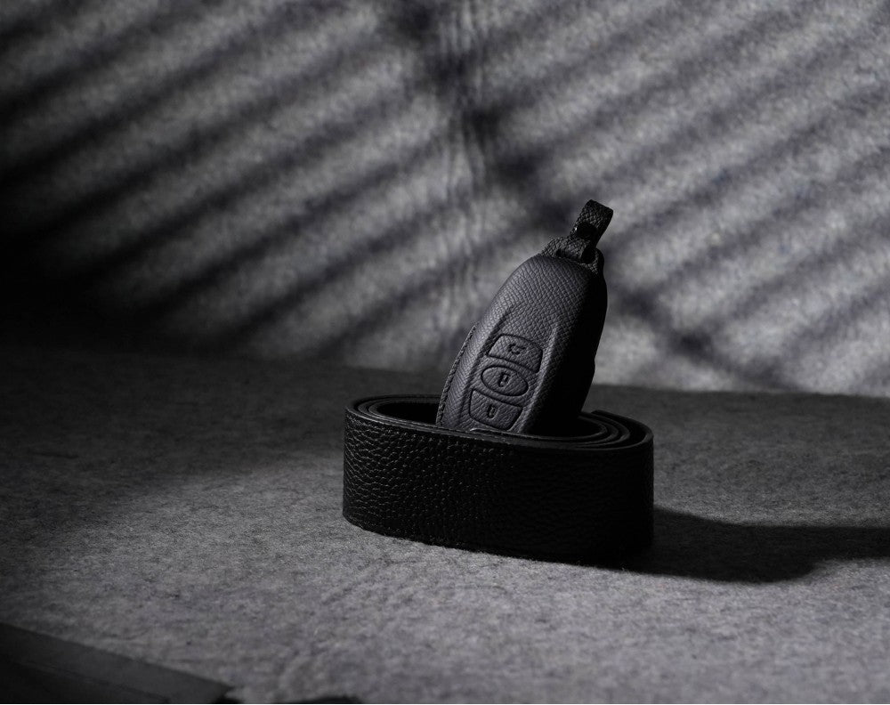 Black Leather Key Cover for Subaru Smart Key (Style O3)
