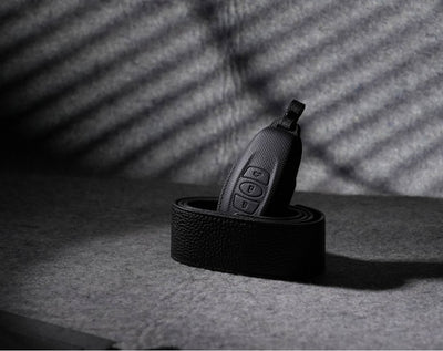 Black Leather Key Cover for Subaru Smart Key (Style O3)