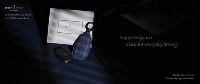 Blue Leather Key Cover for Subaru Smart Key (Style O3)