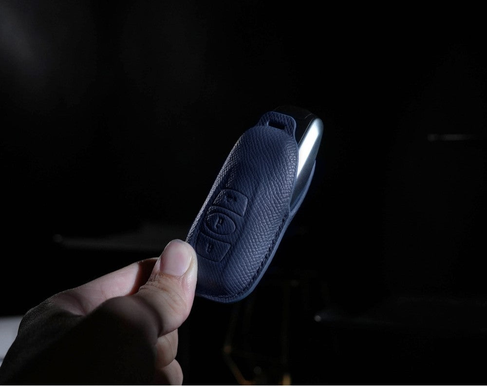 Blue Leather Key Cover for Subaru Smart Key (Style O3)