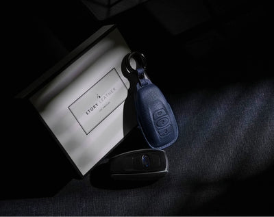 Blue Leather Key Cover for Subaru Smart Key (Style O3)