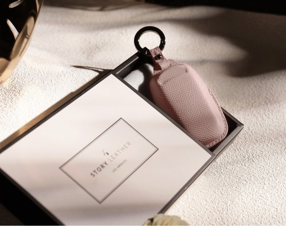 Pink Leather Key Cover for Toyota Smart Key (Style C3)