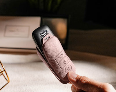 Pink Leather Key Cover for Toyota Smart Key (Style C3)