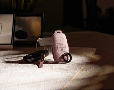 Pink Leather Key Cover for Toyota Smart Key (Style C3)