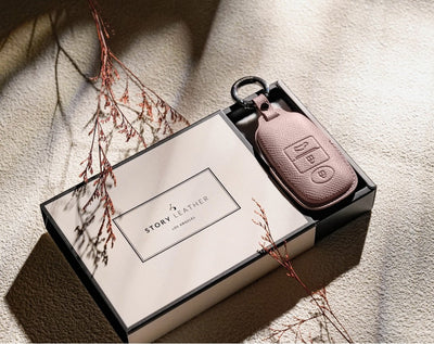 Pink Leather Key Cover for Toyota Smart Key (Style C3)