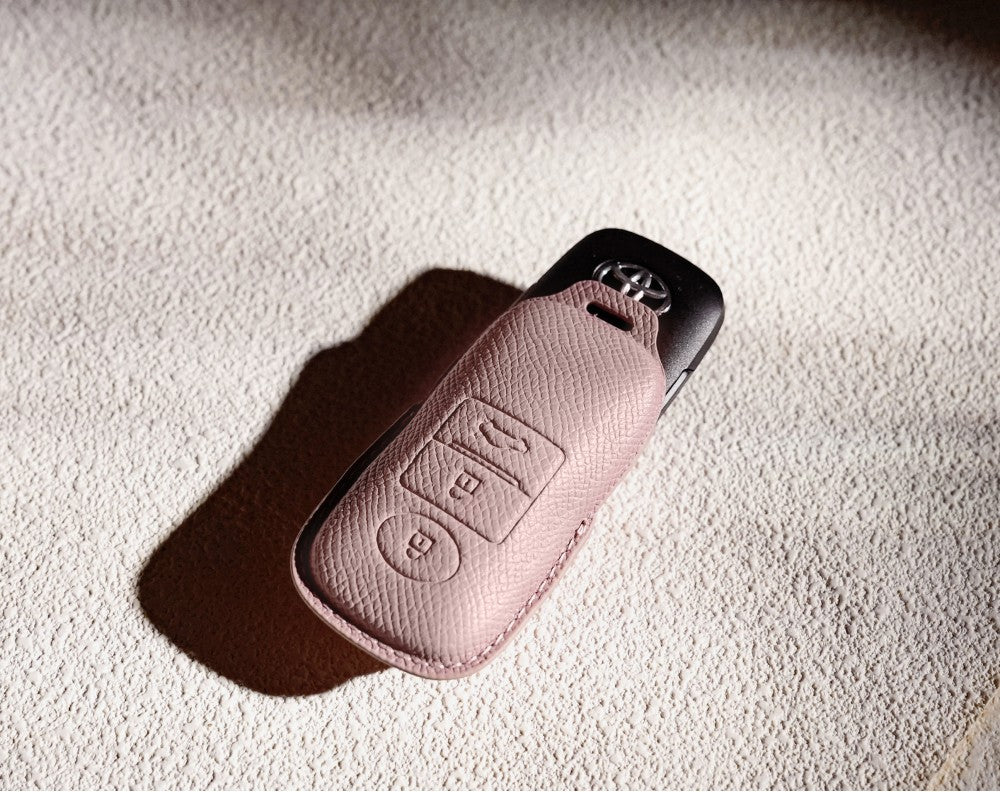 Pink Leather Key Cover for Toyota Smart Key (Style C3)