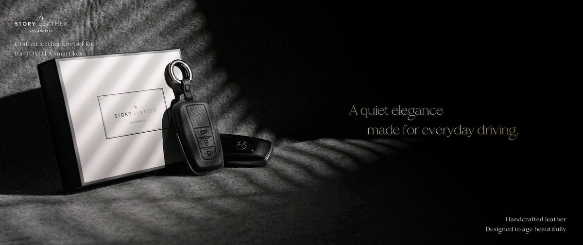 Black Leather Key Cover for Toyota Smart Key (Style O3)