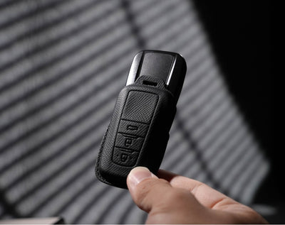Black Leather Key Cover for Toyota Smart Key (Style O3)