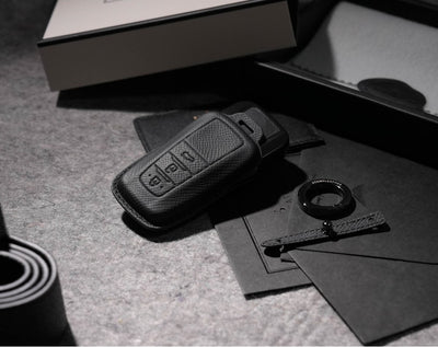 Black Leather Key Cover for Toyota Smart Key (Style O3)