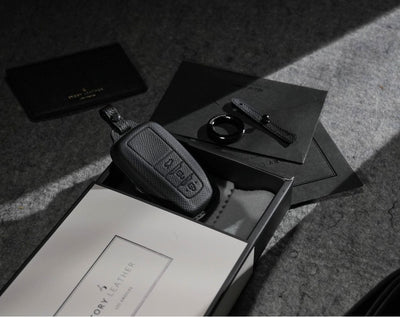 Black Leather Key Cover for Toyota Smart Key (Style O3)