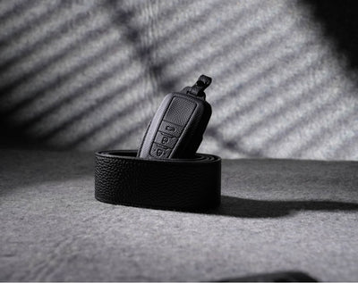 Black Leather Key Cover for Toyota Smart Key (Style O3)