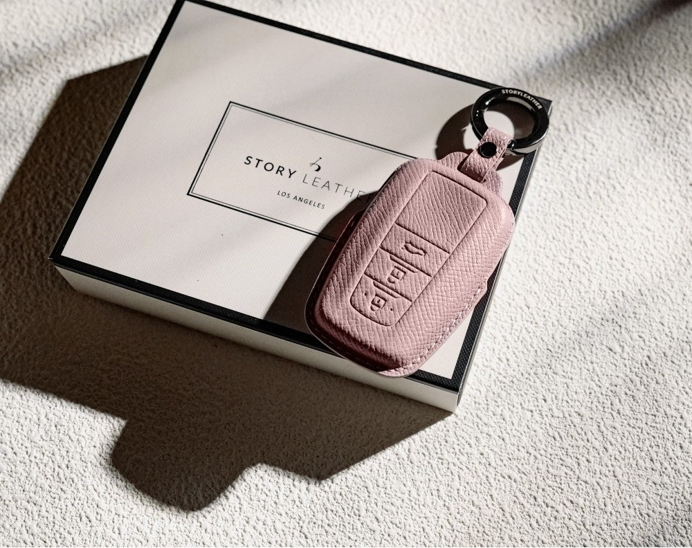 Pink Leather Key Cover for Toyota Smart Key (Style O3)