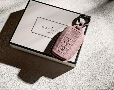 Pink Leather Key Cover for Toyota Smart Key (Style O3)