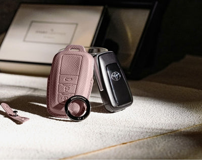 Pink Leather Key Cover for Toyota Smart Key (Style O3)