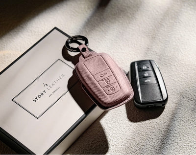 Pink Leather Key Cover for Toyota Smart Key (Style O3)
