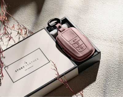 Pink Leather Key Cover for Toyota Smart Key (Style O3)