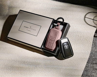 Pink Leather Key Cover for Toyota Smart Key (Style O3)