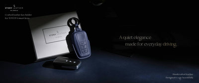 Blue Leather Key Cover for Toyota Smart Key (Style O3)