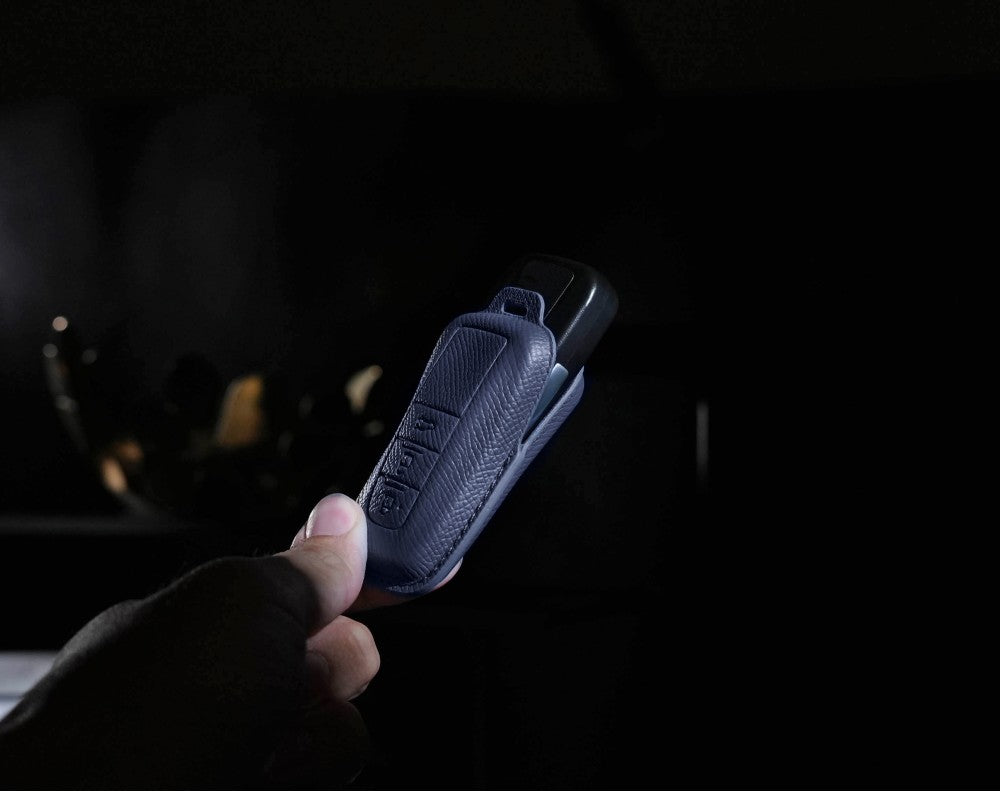 Blue Leather Key Cover for Toyota Smart Key (Style O3)