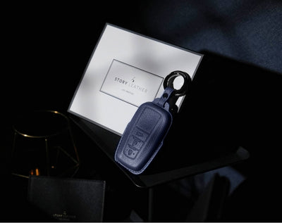 Blue Leather Key Cover for Toyota Smart Key (Style O3)