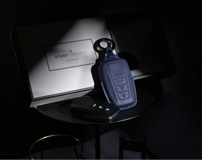 Blue Leather Key Cover for Toyota Smart Key (Style O3)