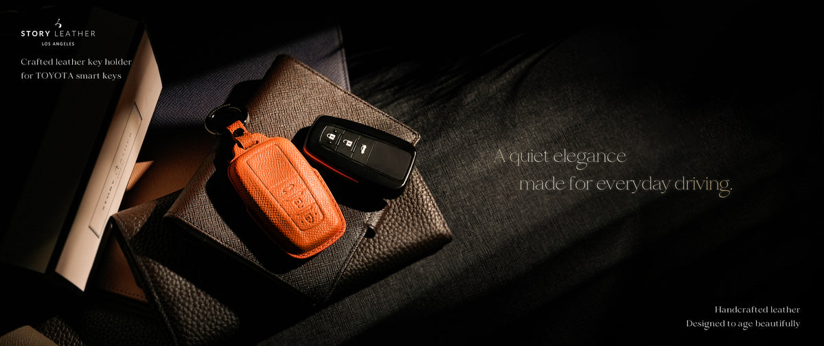 Orange Leather Key Cover for Toyota Smart Key (Style O3)