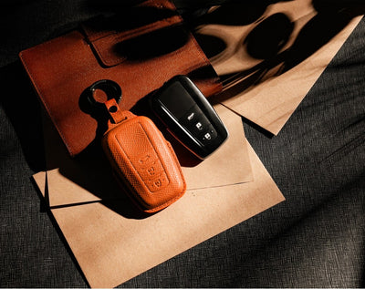 Orange Leather Key Cover for Toyota Smart Key (Style O3)