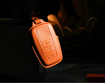 Orange Leather Key Cover for Toyota Smart Key (Style O3)