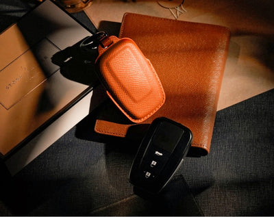 Orange Leather Key Cover for Toyota Smart Key (Style O3)