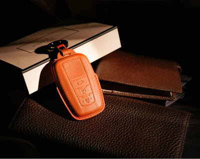 Orange Leather Key Cover for Toyota Smart Key (Style O3)