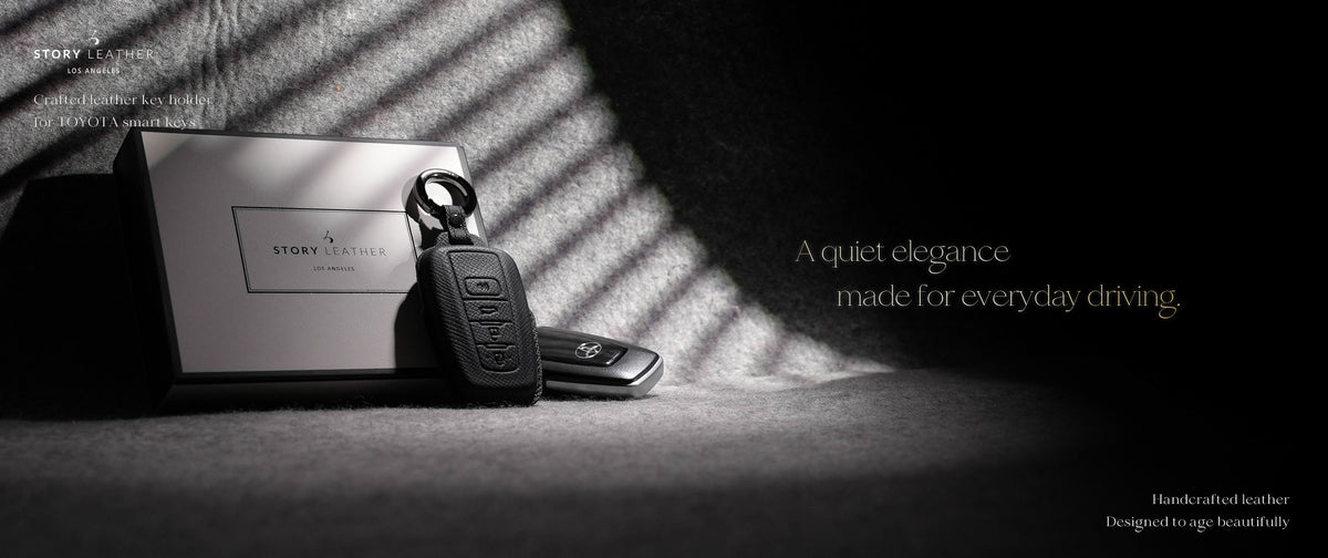 Black Leather Key Cover for Toyota Smart Key (Style O4)