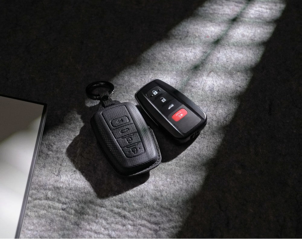 Black Leather Key Cover for Toyota Smart Key (Style O4)