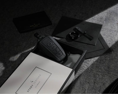 Black Leather Key Cover for Toyota Smart Key (Style O4)