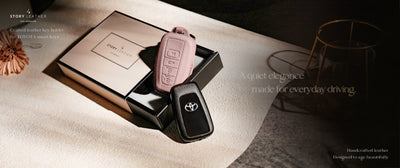 Pink Leather Key Cover for Toyota Smart Key (Style O4)