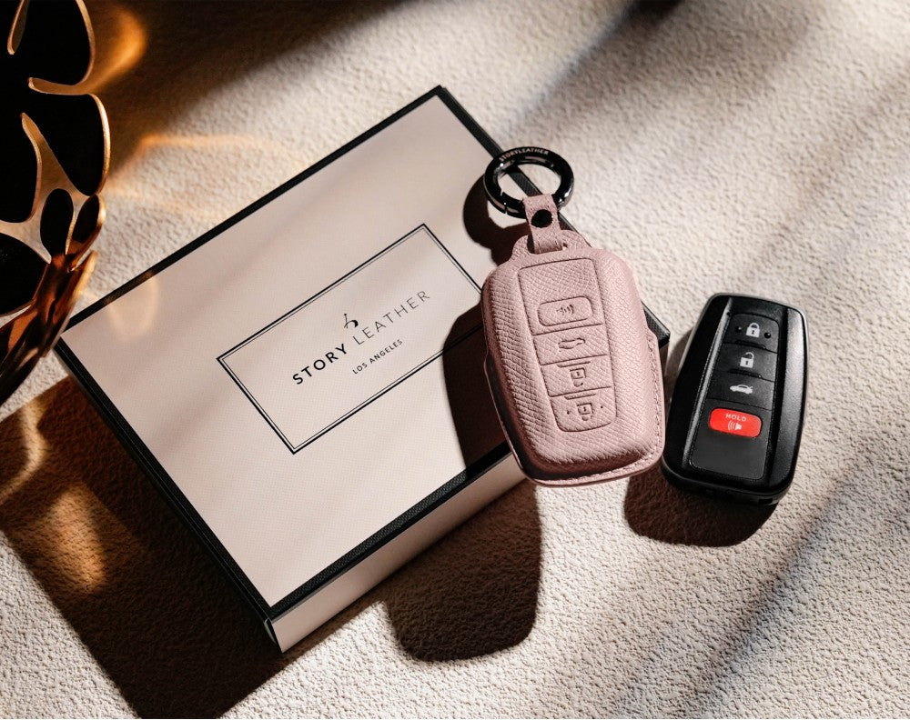 Pink Leather Key Cover for Toyota Smart Key (Style O4)