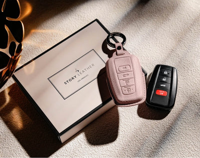 Pink Leather Key Cover for Toyota Smart Key (Style O4)