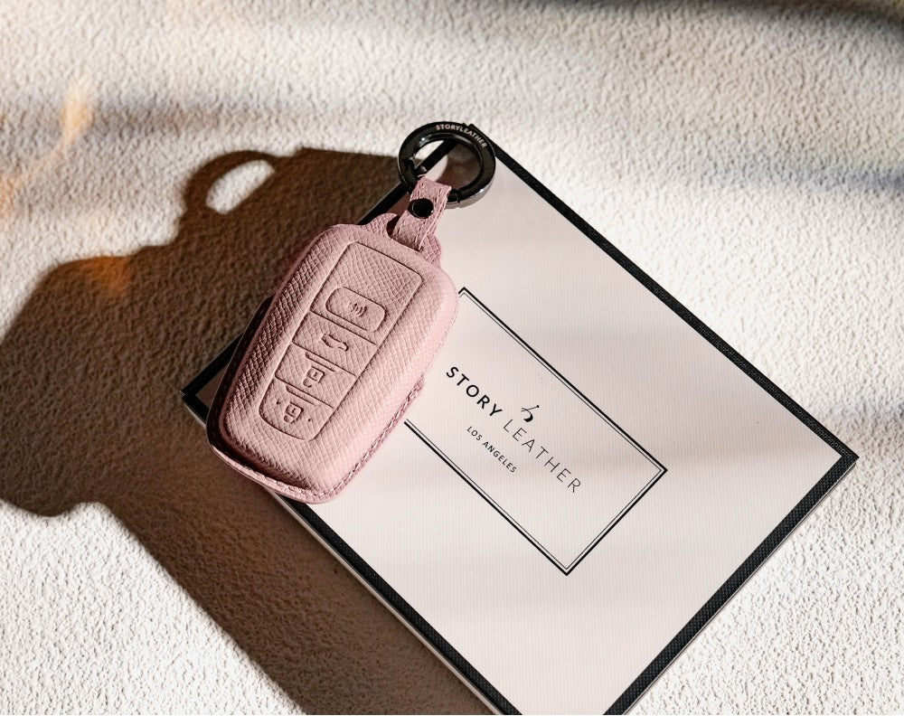 Pink Leather Key Cover for Toyota Smart Key (Style O4)