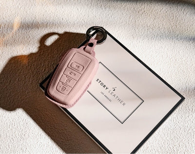 Pink Leather Key Cover for Toyota Smart Key (Style O4)