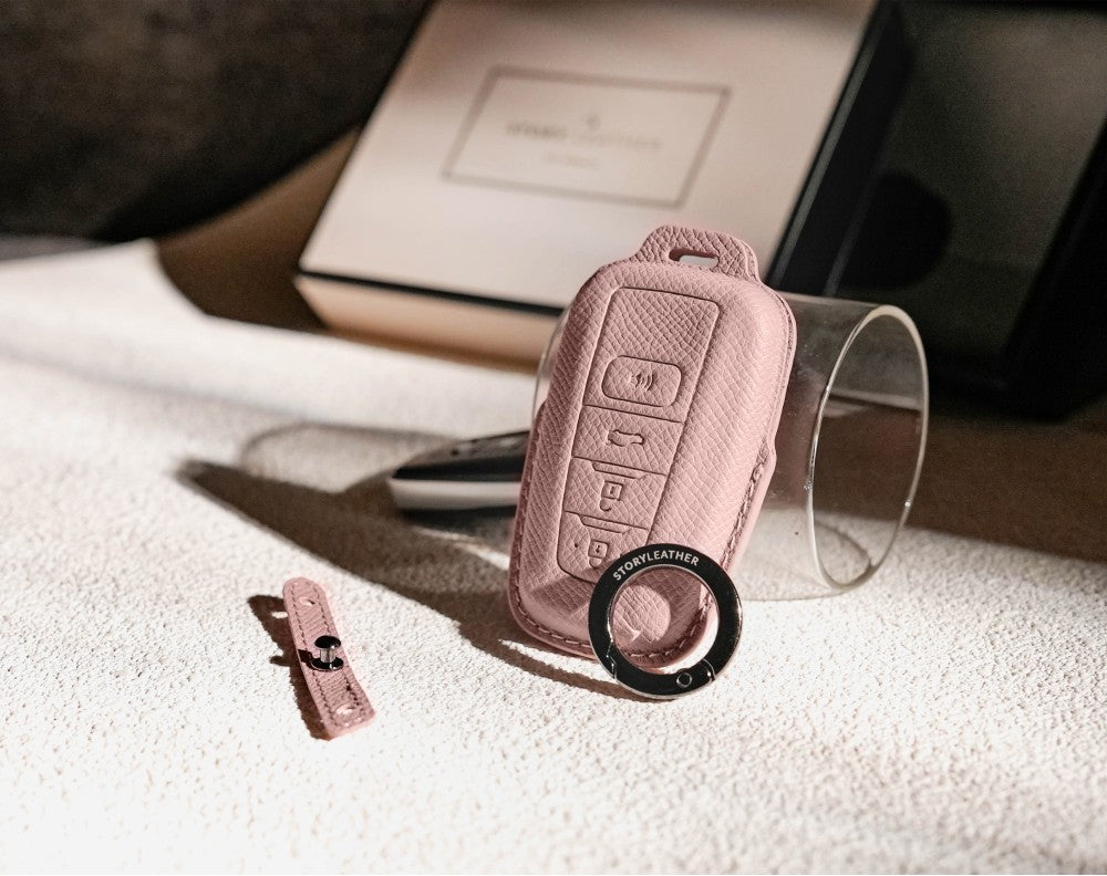 Pink Leather Key Cover for Toyota Smart Key (Style O4)