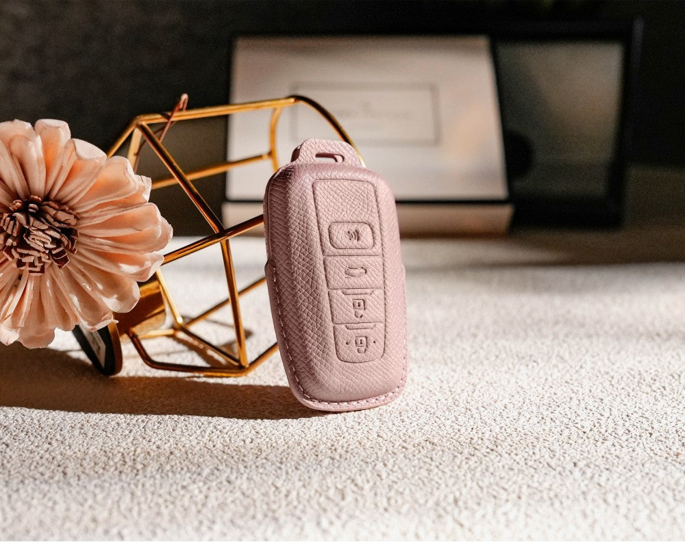Pink Leather Key Cover for Toyota Smart Key (Style O4)