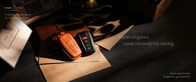 Orange Leather Key Cover for Toyota Smart Key (Style O4)