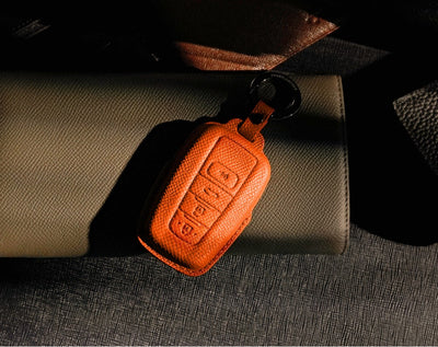 Orange Leather Key Cover for Toyota Smart Key (Style O4)