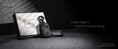 Black Leather Key Cover for Toyota Smart Key (Style O5)