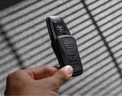 Black Leather Key Cover for Toyota Smart Key (Style O5)